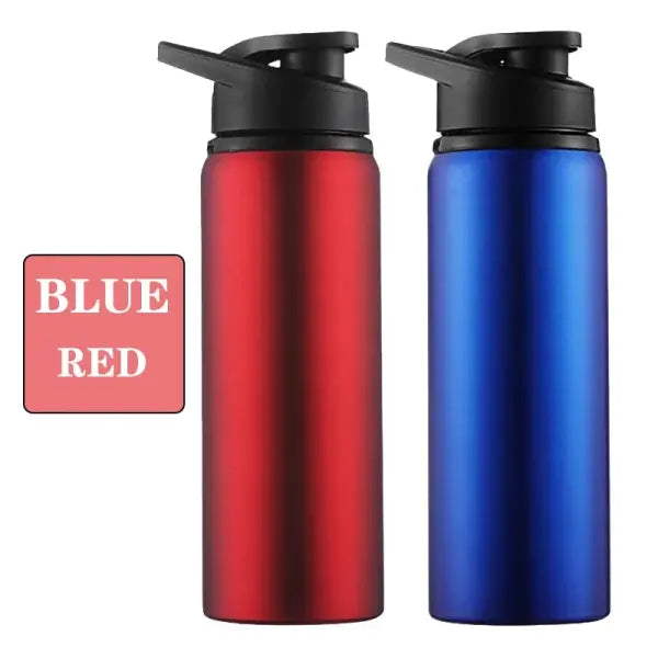 Thermal Insulation Metal Water Bottle Portable Direct Drinking Gym Cup - Blue-Red / 600ml / China Mainland