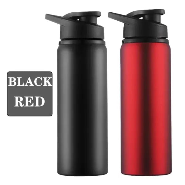 Thermal Insulation Metal Water Bottle Portable Direct Drinking Gym Cup - Black-Red / 600ml / China Mainland