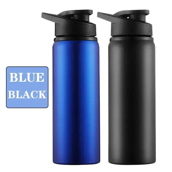 Thermal Insulation Metal Water Bottle Portable Direct Drinking Gym Cup - Black-Blue / 600ml / China Mainland