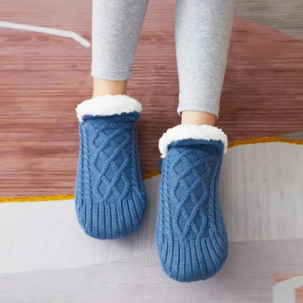 Thick Acrylic Model Number Slipper Socks for Men (Polyester) Low Tube Thickness - Blue / 40-42(260mm)