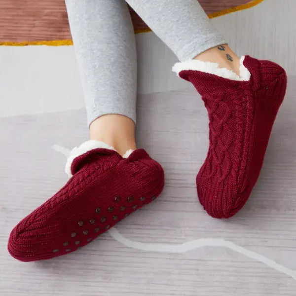 Thick Acrylic Model Number Slipper Socks for Men (Polyester) Low Tube Thickness - Wine red / 43-45(280mm)