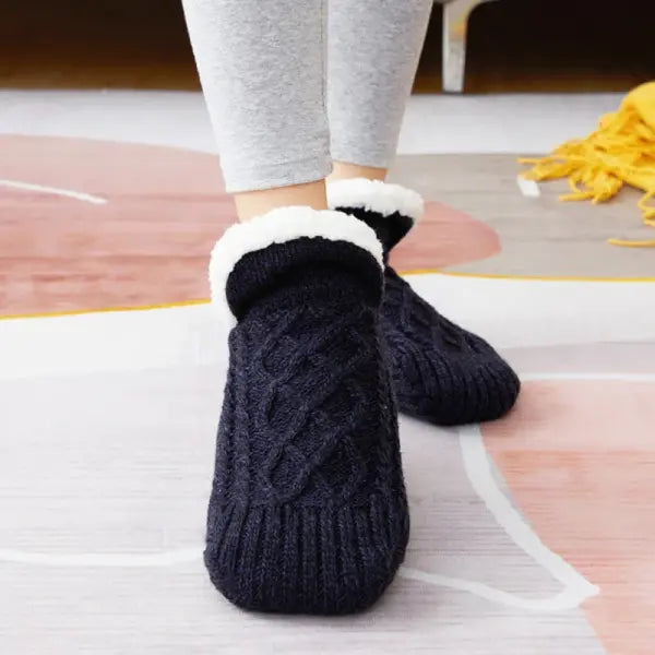 Thick Acrylic Model Number Slipper Socks for Men (Polyester) Low Tube Thickness - Black / 43-45(280mm)