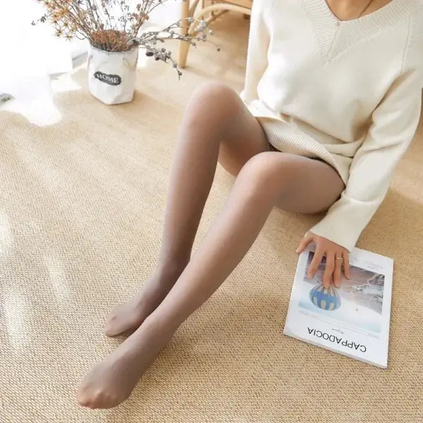 Women’s Thermal Fleece Tights – Warm Winter Velvet Pantyhose Thick Elastic Slimming Hosiery - full foot coffee / 80g