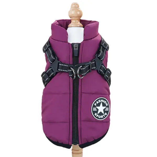 Winter Pet Coat – Thick Warm Cotton Vest for Dogs & Cats Cozy Chest & Back Jacket - Purple / S