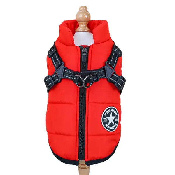 Winter Pet Coat – Thick Warm Cotton Vest for Dogs & Cats Cozy Chest & Back Jacket - red / 4X