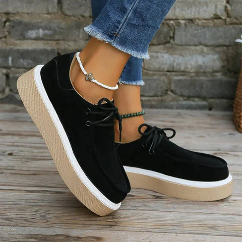 Thick Bottom Lace-Up Flats for Women in Size 36 to 38 - Himpall