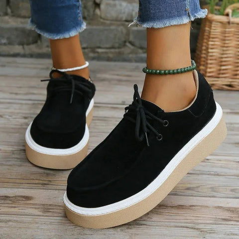 Thick Bottom Lace-Up Flats for Women in Size 36 to 38 - Himpall