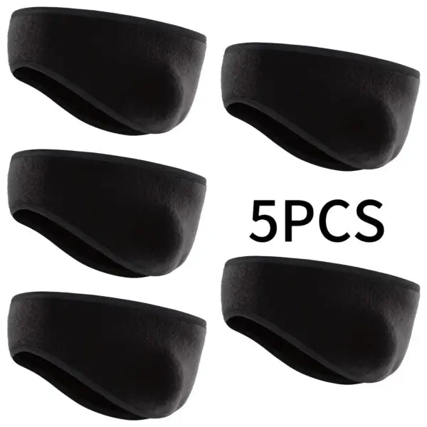 Winter Fleece Ear Warmer Headband – Windproof Cold-Weather Ear Cover for Running Cycling & Outdoor Sports - black 5pcs