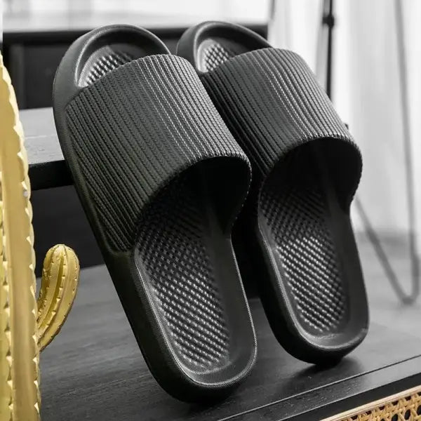 Thick Platform EVA Slippers Soft Sole Non-slip Summer Slides - black / 44-45