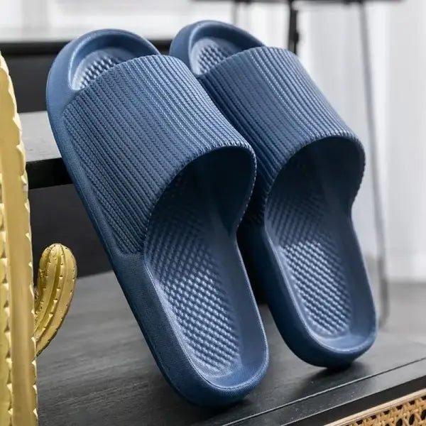 Thick Platform EVA Slippers Soft Sole Non-slip Summer Slides - Navy Blue / 44-45