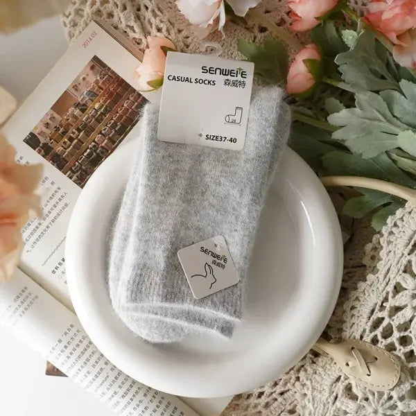 Thick Rabbit Hair & Cashmere Wool Women Winter Socks - GRAY / One Size