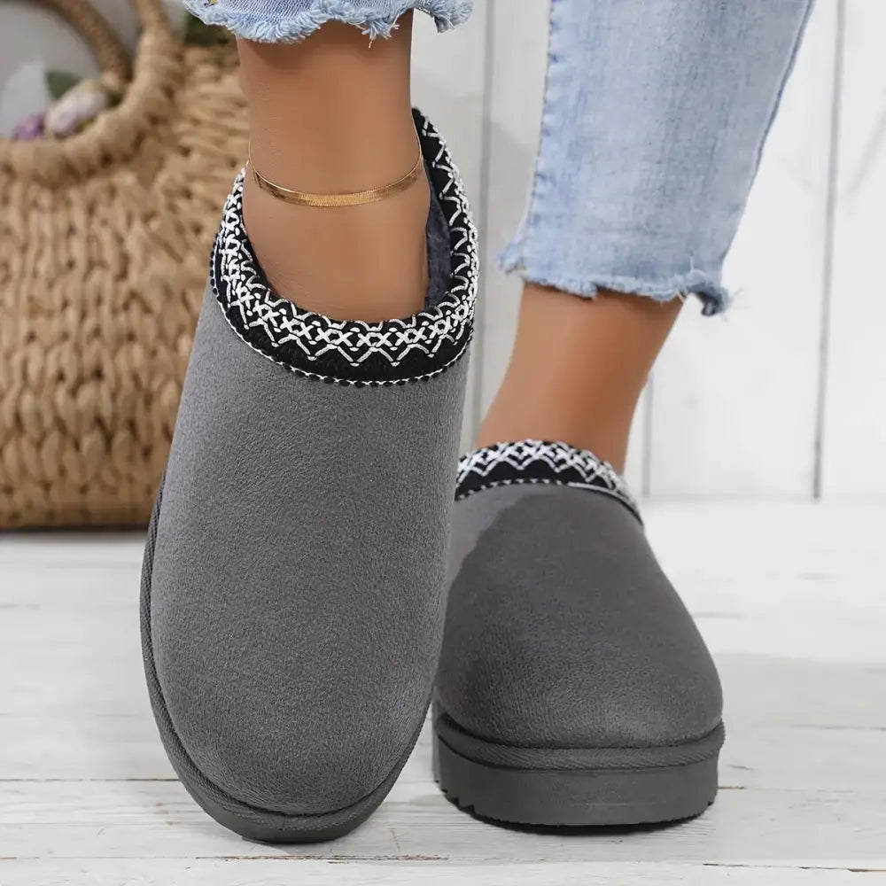 Thick sole new style bread 2025 cotton shoes women slippers warm with fur lining for winter - 44 / GRAY