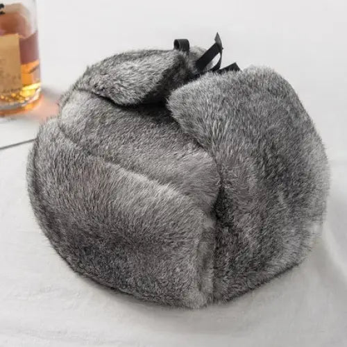 Thick Warm Bomber Hat Men Real Rabbit Fur Earflap Trapper Russian Cap Male Plus Size Winter Hats for Men Ski Russian