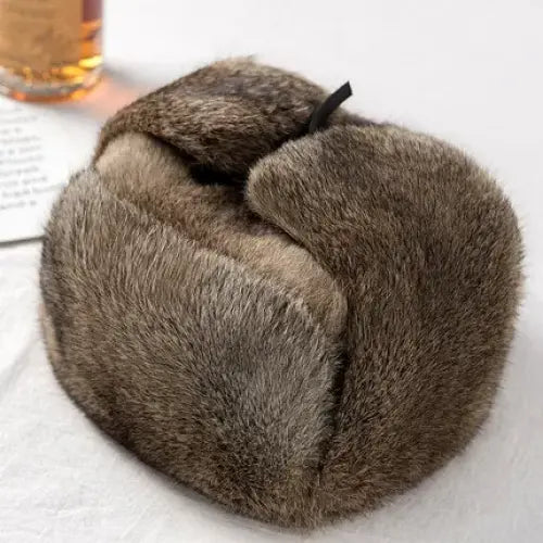 Thick Warm Bomber Hat Men Real Rabbit Fur Earflap Trapper Russian Cap Male Plus Size Winter Hats for Men Ski Russian