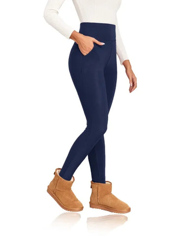 Thick Winter Warm Leggings – Women’s High Waist Velvet Pants - L / Blue