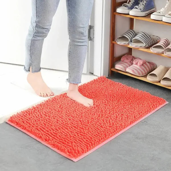 Thickened Memory Bath Mat - Absorbent Foot Floor Mats for Bathroom & Living Room - Orangered / about 40x60cm / United