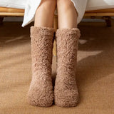 Women’s Thickened Thermal Socks – Winter Warm Plus-Velvet Anti-Slip Home Floor Slipper Socks - 4 / 35-42