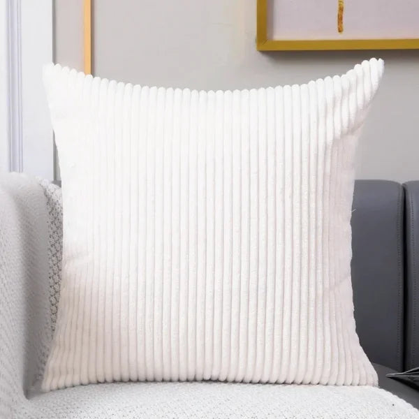 Thickening Corduroy Pillow Covers - Classic Plush Cushion Cover - cream white / 45x45cm