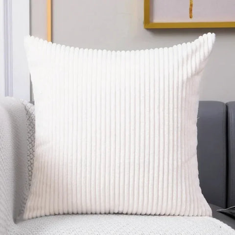 Thickening Corduroy Pillow Covers - Classic Plush Cushion Cover - cream white / 45x45cm