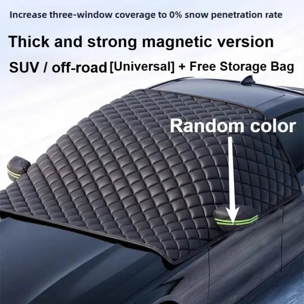 Windshield Snow Cover – Winter Ice & Sun Protection Half Car Cover with Three-Window Design - SUV off-road