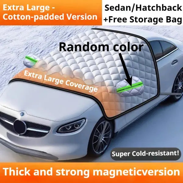 Windshield Snow Cover – Winter Ice & Sun Protection Half Car Cover with Three-Window Design - Sedan hatchback 1