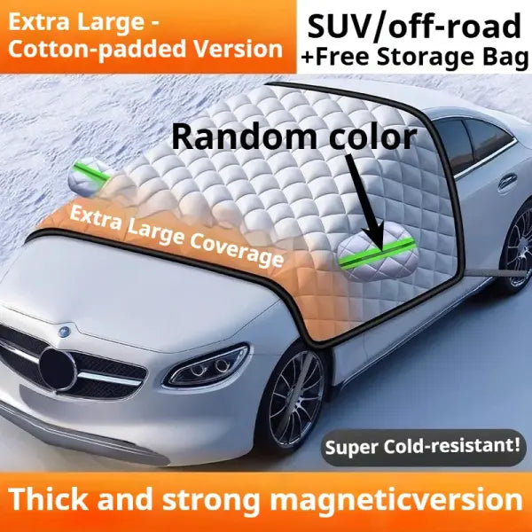 Windshield Snow Cover – Winter Ice & Sun Protection Half Car Cover with Three-Window Design - Sliver SUV off-road