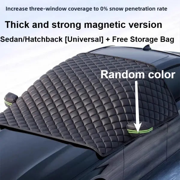 Windshield Snow Cover – Winter Ice & Sun Protection Half Car Cover with Three-Window Design - Sedan hatchback