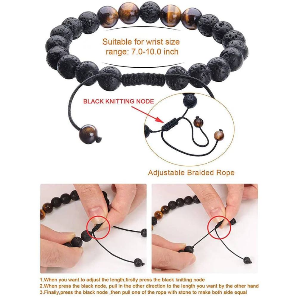 Tiger Eye Couple Bracelets Matte Black Agate Beads Bracelet