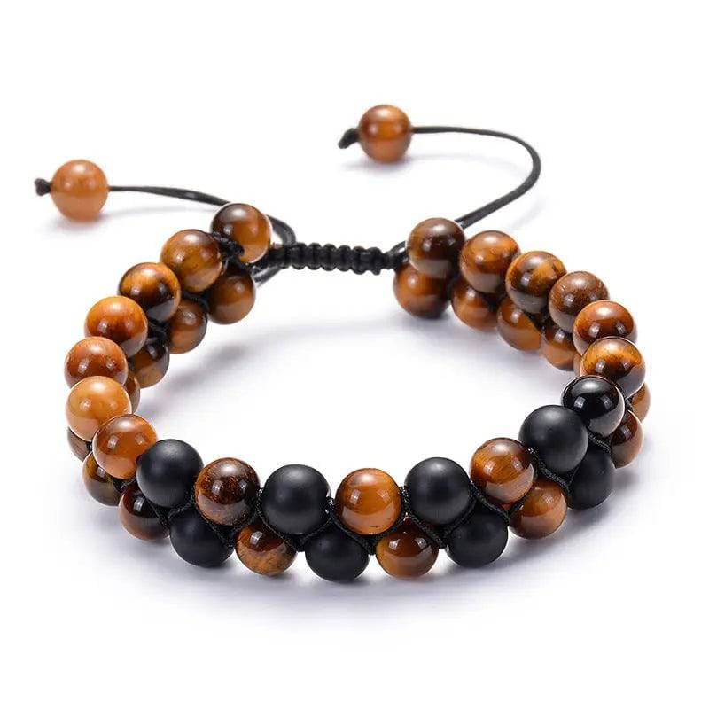 Tiger Eye Couple Bracelets Matte Black Agate Beads Bracelet - E