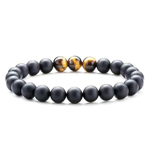 Tiger Eye Couple Bracelets Matte Black Agate Beads Bracelet - R