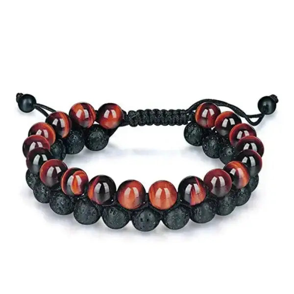 Tiger eye couple bracelets with matte black agate beads