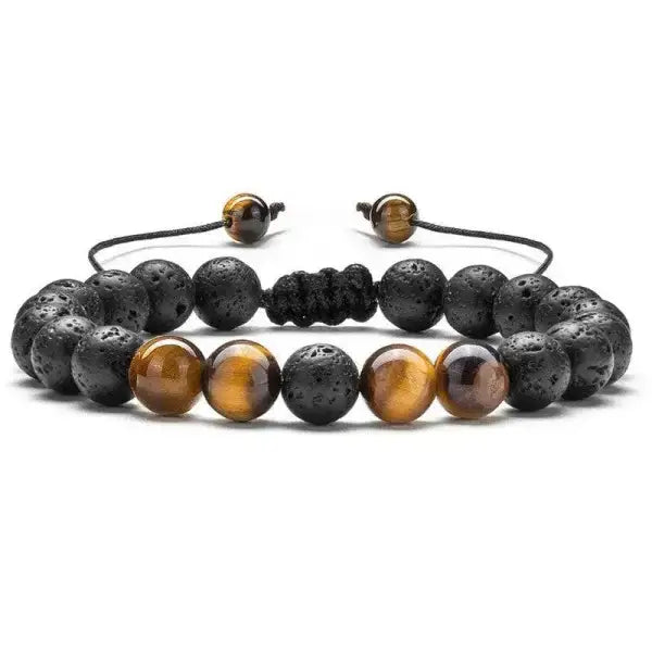 Tiger eye couple bracelets with matte black agate beads