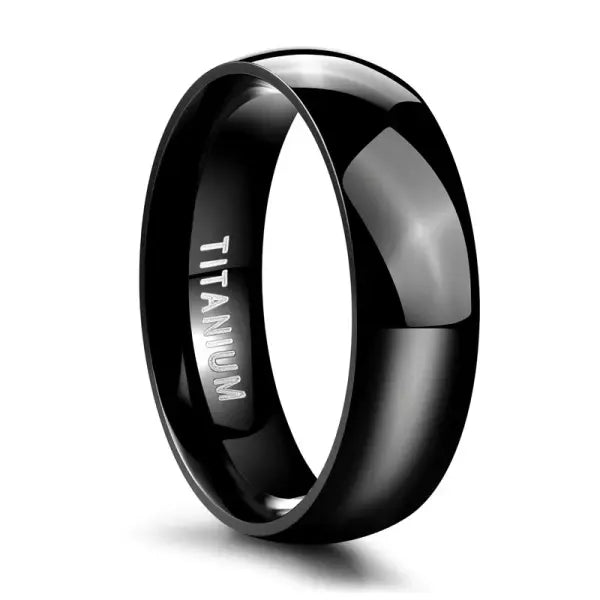 Titanium simple engagement ring with platinum plating - Black 6mm / 3.5