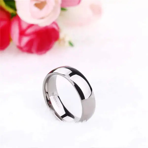 Titanium simple engagement ring with platinum plating