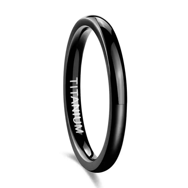 Titanium simple engagement ring with platinum plating - Black 2mm / 15