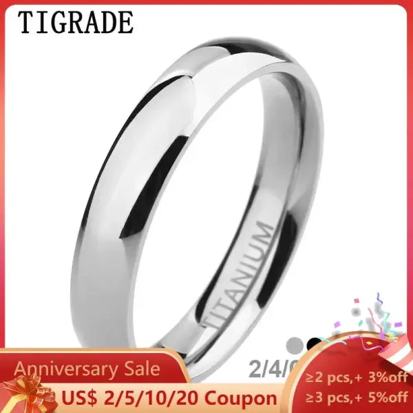 Titanium simple engagement ring with platinum plating