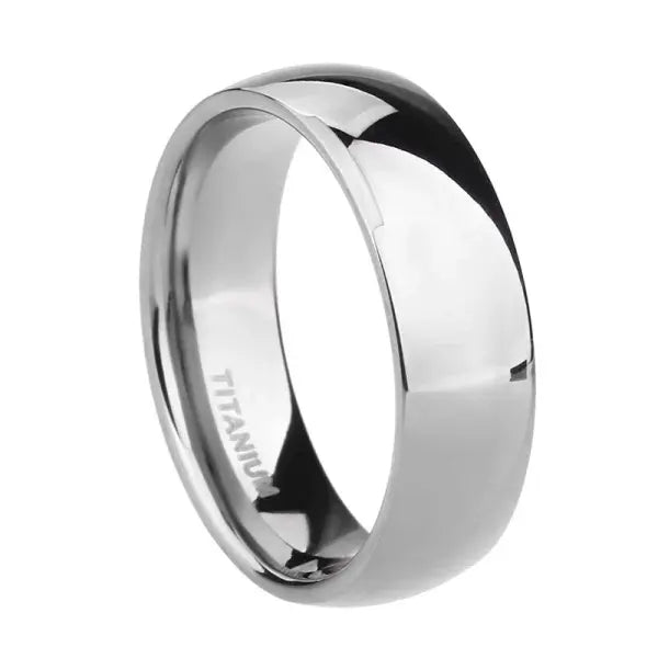 Titanium simple engagement ring with platinum plating - Silver 6mm / 13.5