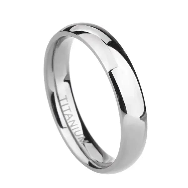 Titanium simple engagement ring with platinum plating - Silver 4mm / 14