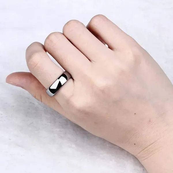 Titanium simple engagement ring with platinum plating