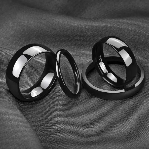 Titanium simple engagement ring with platinum plating