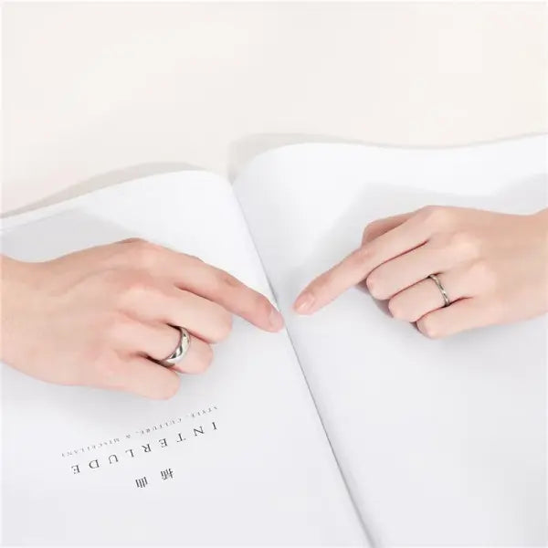 Titanium simple engagement ring with platinum plating