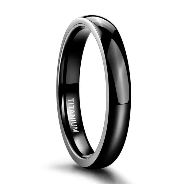 Titanium simple engagement ring with platinum plating - Black 4mm / 15