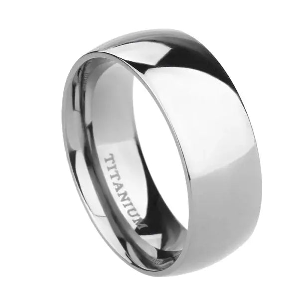 Titanium simple engagement ring with platinum plating - Silver 8mm / 13