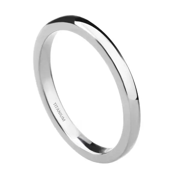 Titanium simple engagement ring with platinum plating - Silver 2mm / 8