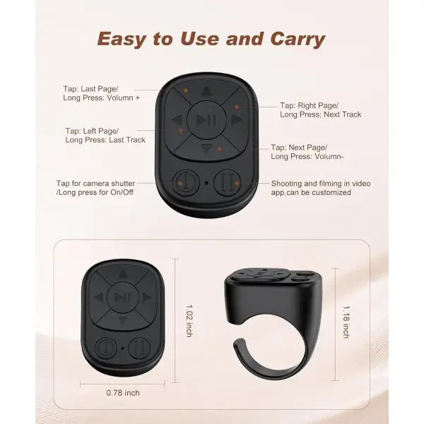 Tiktok Scrolling Ring Tiktok Remote Control Is Suitable for Iphone iPad Bluetooth Page Turning Ring Roller Both Camera