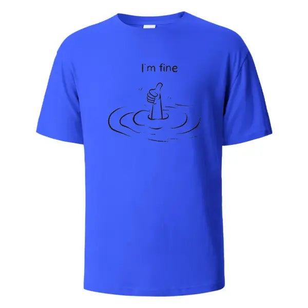 T’m Fine Print T-Shirt 100% Cotton Summer Tees For Men Women Oversize Casual Tops - Blue / XXXL