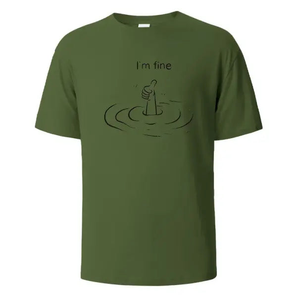 T’m Fine Print T-Shirt 100% Cotton Summer Tees For Men Women Oversize Casual Tops - army green / XL
