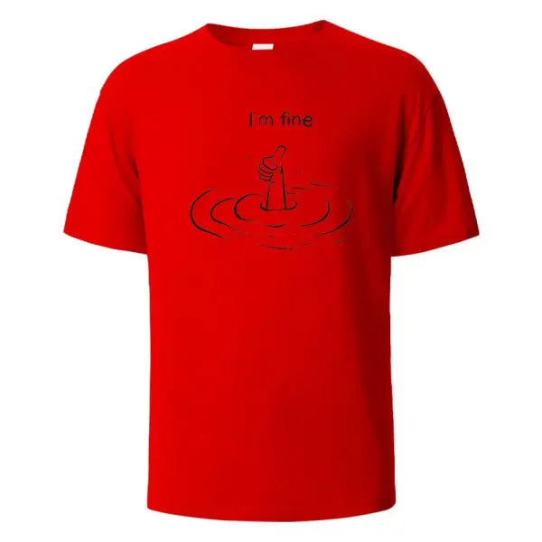 T’m Fine Print T-Shirt 100% Cotton Summer Tees For Men Women Oversize Casual Tops - Red / XL