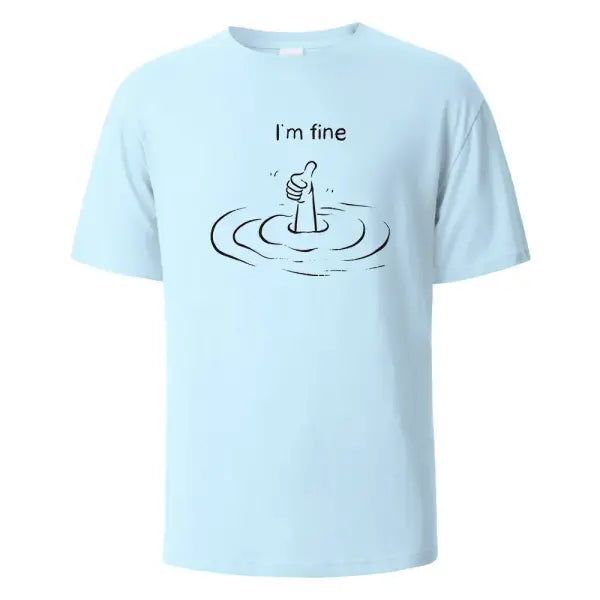 T’m Fine Print T-Shirt 100% Cotton Summer Tees For Men Women Oversize Casual Tops - SKY BLUE / M