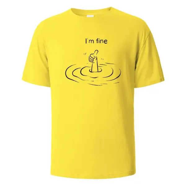 T’m Fine Print T-Shirt 100% Cotton Summer Tees For Men Women Oversize Casual Tops - Yellow / XL